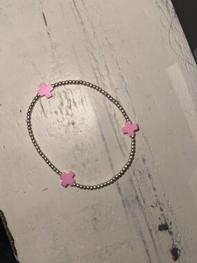 Enewton Silver and Pink Cross Bracelet